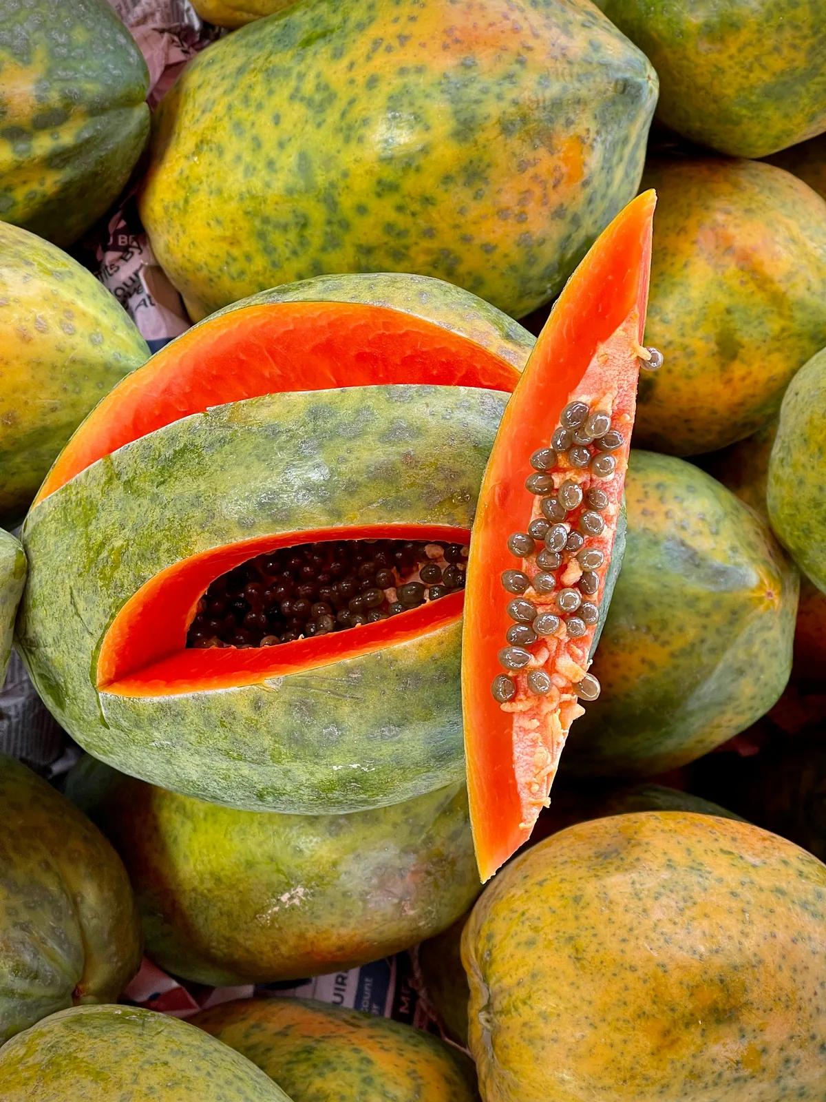 Sliced papaya